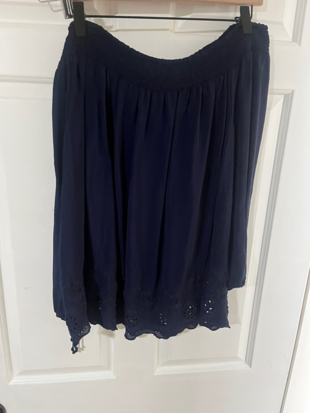 Lucky Brand Navy Sleeveless Top with Eyelet Hem